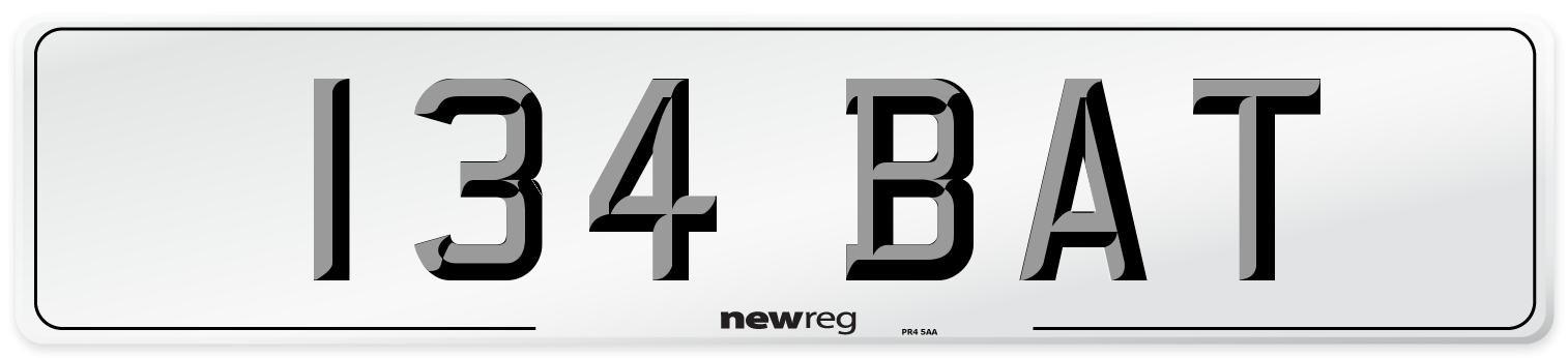 134 BAT Number Plate from New Reg